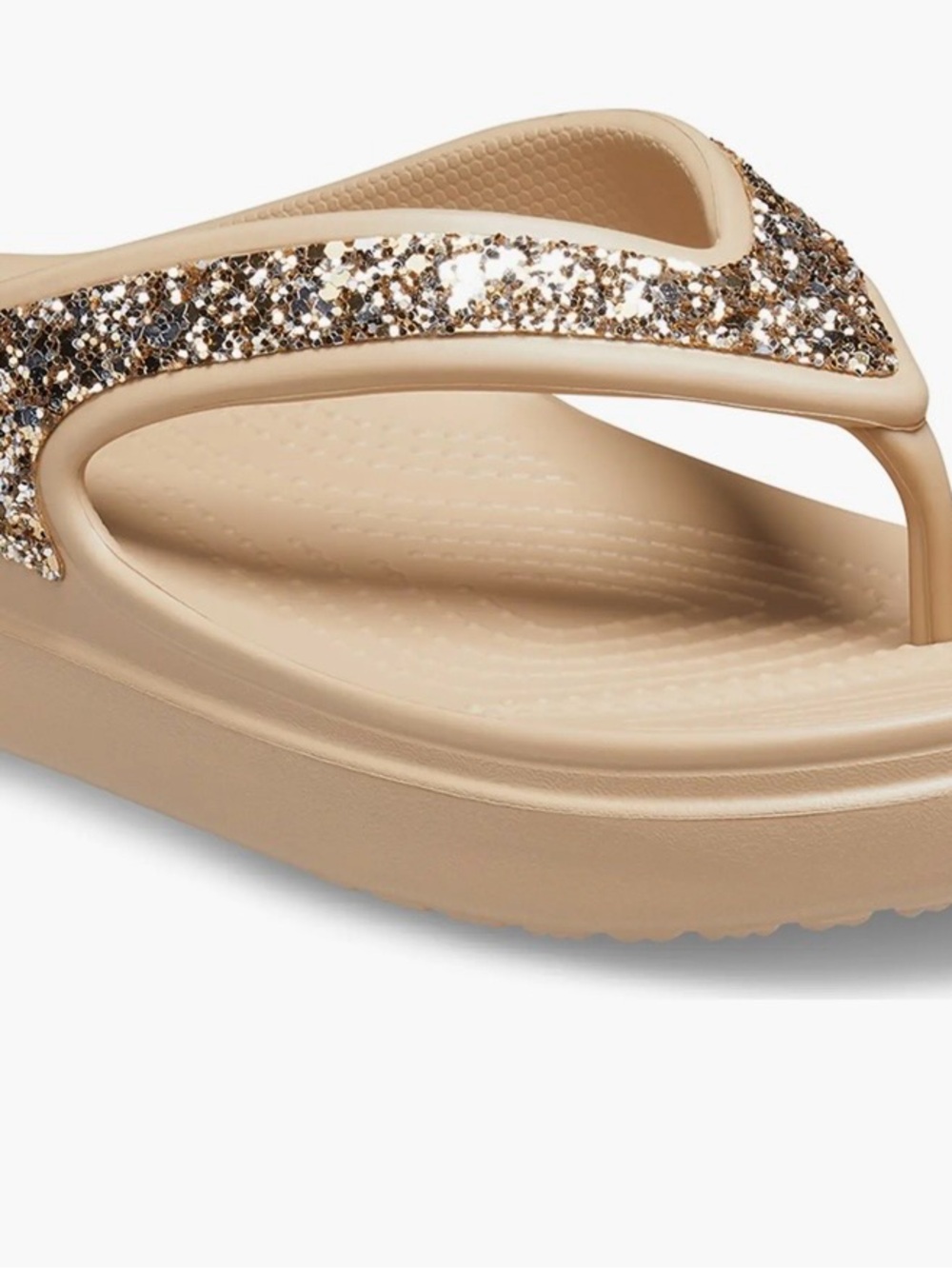 Crocs Women’s Sloan Beige Glitter Flip Flop Sandals